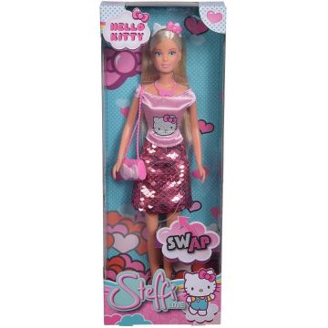 Papusa Steffi cu Fustita cu Paiete Hello Kitty