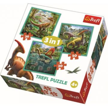 Puzzle Trefl 3in1 Lumea Extraordinara a Dinozaurilor