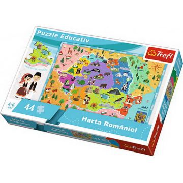 Puzzle trefl educational 44 cu harta romaniei