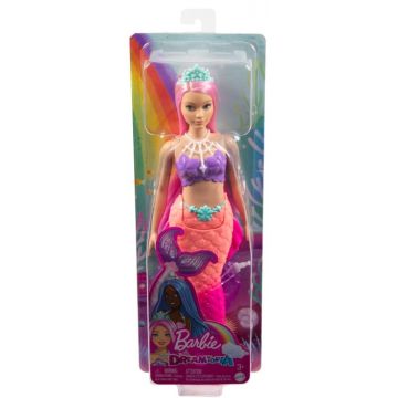 Barbie dreamtopia papusa sirena cu par roz si coada corai
