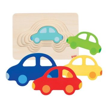 Goki - Puzzle stratificat Masinute colorate