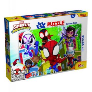 Puzzle de colorat - distractie cu paienjenelul marvel si prietenii lui uimitori (24 piese)