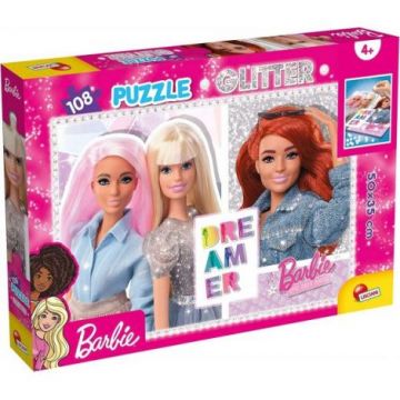 Puzzle glitter barbie - cele mai bune prietene (108 de piese)