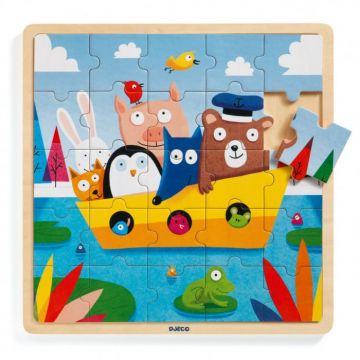 Puzzle lemn Djeco, Toti in barca