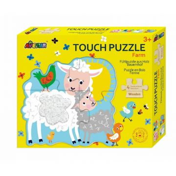 Puzzle tactil din lemn - Ferma