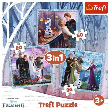 Puzzle Trefl 3 in 1 Frozen 2, Regatul de Gheata