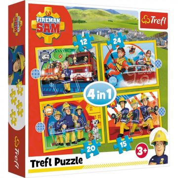 Puzzle Trefl 4 in 1 Ajutoarele Pompierului Sam