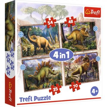 Puzzle Trefl 4 in 1 Dinozaurii Interesanti