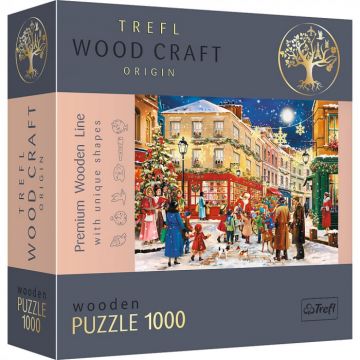 Puzzle Trefl din Lemn 1000 Piese - Strada Pregatita de Craciun