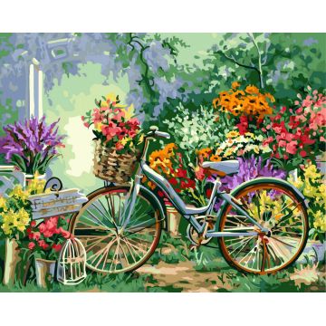 Set Pictura pe numere, Acuarello, Bicicleta cu flori