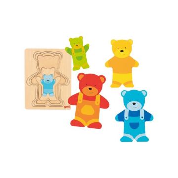 Goki - Puzzle din lemn Ursuleti Incastru Puzzle Copii, piese5