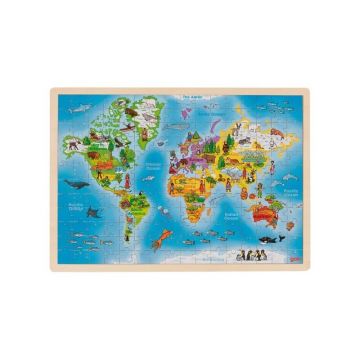 Goki - Puzzle educativ Harta lumii Cu rama Puzzle Copii, piese 192