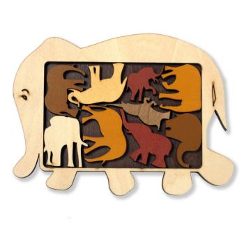 Puzzle din lemn RecentToys Elephant Parade