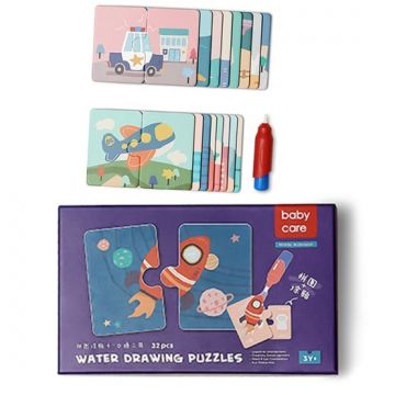 Set 16 puzzle cu 2 piese mari si de colorat cu apa, 32 piese - Mijloace de transport