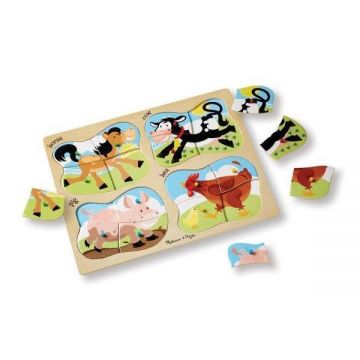 4 in 1 Peg puzzle, Farm. Puzzle lemn 4 in 1, Ferma