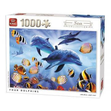 Puzzle 1000 piese, Four Dolphins