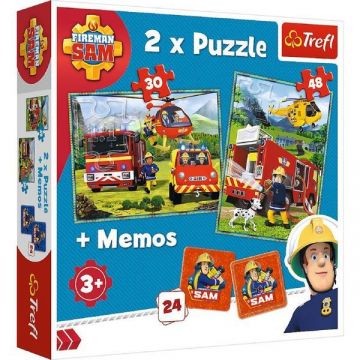 Puzzle 2 in 1 + Memo. Pompierii in actiune