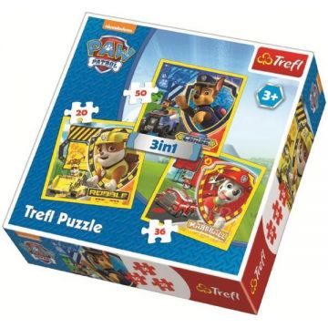 Puzzle 3 in 1 trefl eroii catelusi