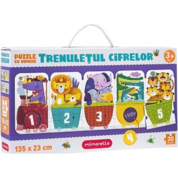 Puzzle cu numere: trenuletul cifrelor 3 ani+