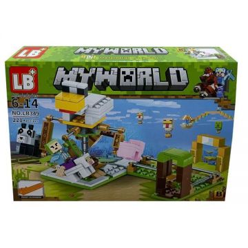 Set de constructie LB+, My World of Minecraft cu efecte luminoase si parti mobile, 221 piese