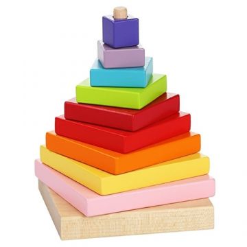 Jucarie Educativa din Lemn Cubika Piramida Culorilor