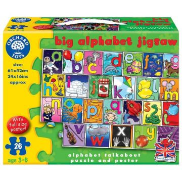 Puzzle de Podea Orchard Toys in Limba Engleza Invata Alfabetul 26 Piese