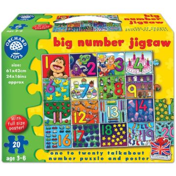 Puzzle de Podea Orchard Toys in Limba Engleza Invata Numerele 20 Piese