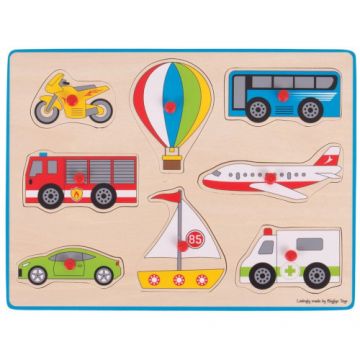 Puzzle din Lemn Incastru BigJigs Toys - Vehicule