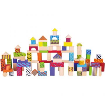 Set 100 Cuburi New Classic Toys din Lemn