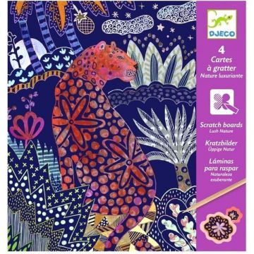 4 Cartes a gratter, Nature luxuriante. Joc creativ de razuit