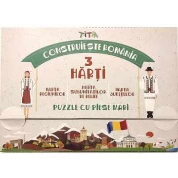 Construieste romania - Puzzle in 3 straturi: judete, regiuni, relief