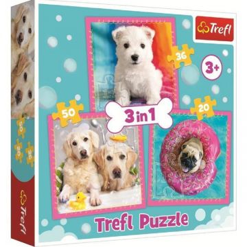 Puzzle 3 in 1 trefl catelusi la baita