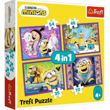 Puzzle 4 in 1. In lumea minionilor