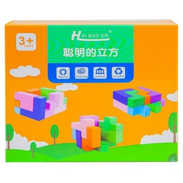 Puzzle din lemn - Forme 3D, 7Toys