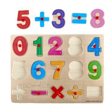 Puzzle Incastru din Lemn cu Cifre si semne aritmetice, 7Toys
