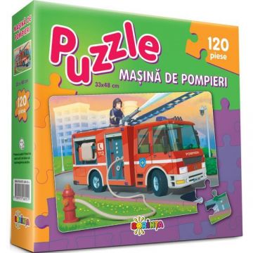 Puzzle - Masina de pompieri 120 piese