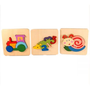 Set 3 Puzzle educativ din lemn, 7Toys