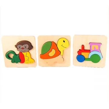 Set 3 Puzzle educativ din lemn, 7Toys