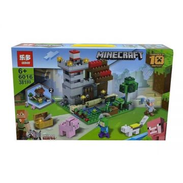 Set de constructie Leduo, MyWorld of Minecraft 2 in 1 cu efecte luminoase, 381 piese