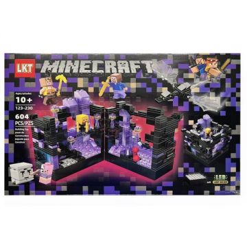 Set de constructie LKT Minecraft cu lampa LED 604 piese tip lego