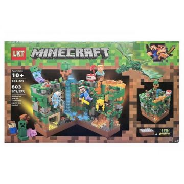 Set de constructie LKT Minecraft cu lampa LED 803 piese tip lego