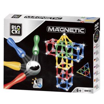 Joc constructii magnetice 124 piese, 7Toys