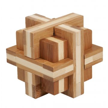Joc logic IQ din lemn bambus Double cross Fridolin