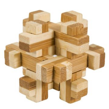 Joc logic IQ din lemn bambus in cutie metalica-10 Fridolin