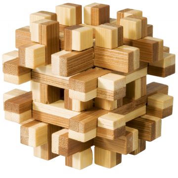 Joc logic IQ din lemn bambus Magic blocks puzzle 3D Fridolin