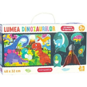 Lumea Dinozaurilor - Puzzle + 8 Figurine 3d