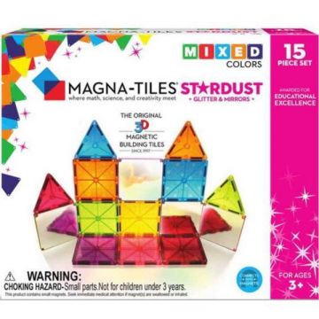 Magna - Tiles Stardust cu sclipici si oglinzi (15 piese), 7Toys