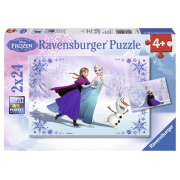 Puzzle Frozen fetele surori 2X24 piese Ravensburger