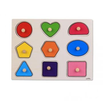 Puzzle Incastru din lemn cu forme geometrice, 7Toys