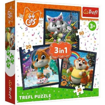 Puzzle Trefl 3 In 1 44 Cats Pisicile Dragalase